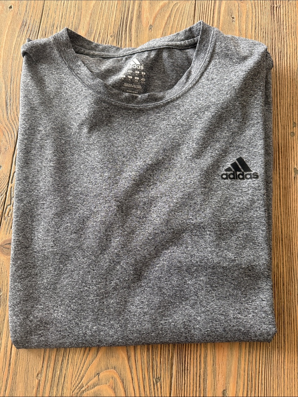 adidas Gray Heather Athletic Crew Neck Tee with Black Logo